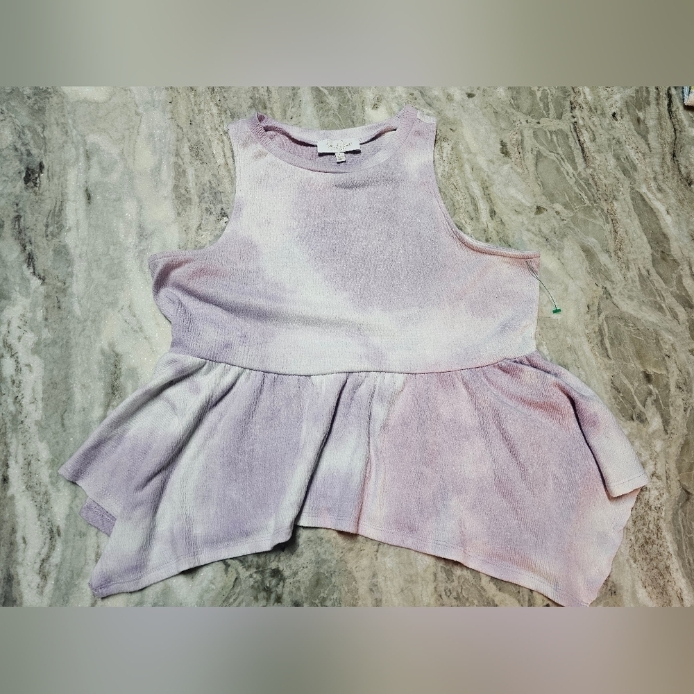 Love & Piece Collective Sleeveless Tie-Dye Peplum Top Size Large